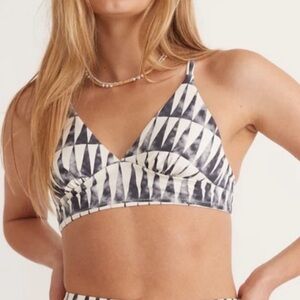 Marine Layer Plunge Bikini Top - India Ink Geo